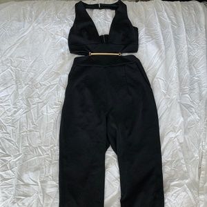 Black low cut jumpsuit